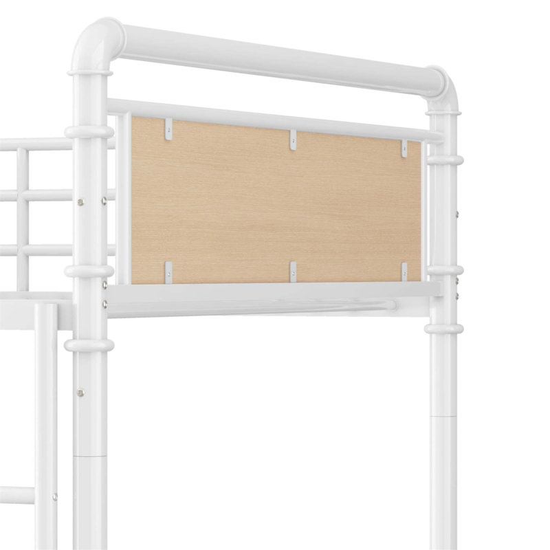 Lit superposé simple au-dessus d'un lit simple en métal, conception détachable industrielle avec garde-corps pour adolescents et petits espaces
