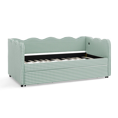 Cozy Gingham Daybed with USB Port and Adorable Wave Shaped