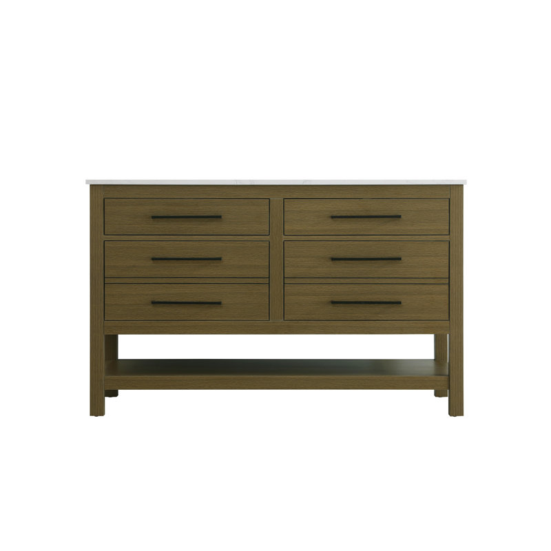 54 inch Double Bathroom Vanity_Modern_VF60554, Chestnut Brown