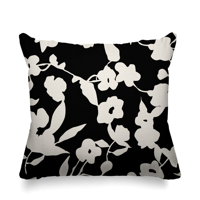 Outdoor Reversible Throw Pillow,  15H" x 15W" , Black