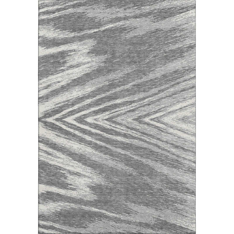 Tapis gris Prisco lavable à la machine de qualité supérieure, Rectangle 5 pi x 7 pi 6 po