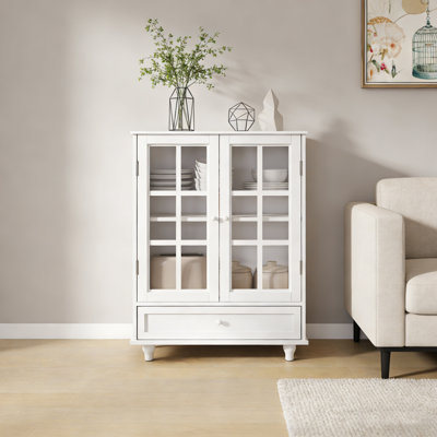 Buffet minimaliste blanc avec rangement en bois moderne