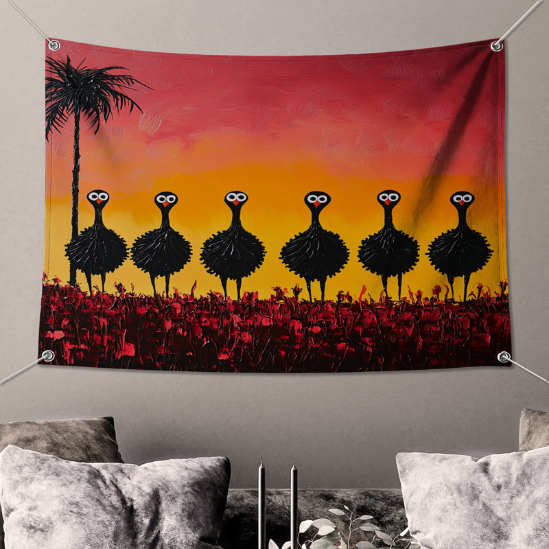 Tapisserie murale Emu - Décoration murale animal, 68in H x80in W with 4 Grommets