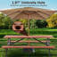 Solid Wood Picnic Table Set, Outdoor Patio Dining With Umbrella Hole For Backyard, Lawn