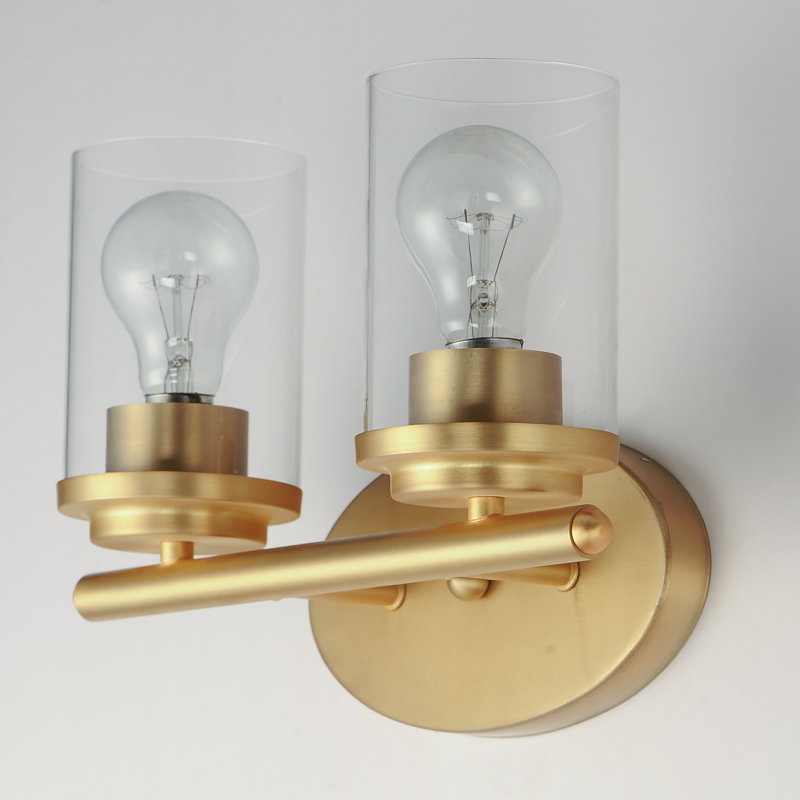 2 - Light Dimmable Vanity Light, Satin Brass