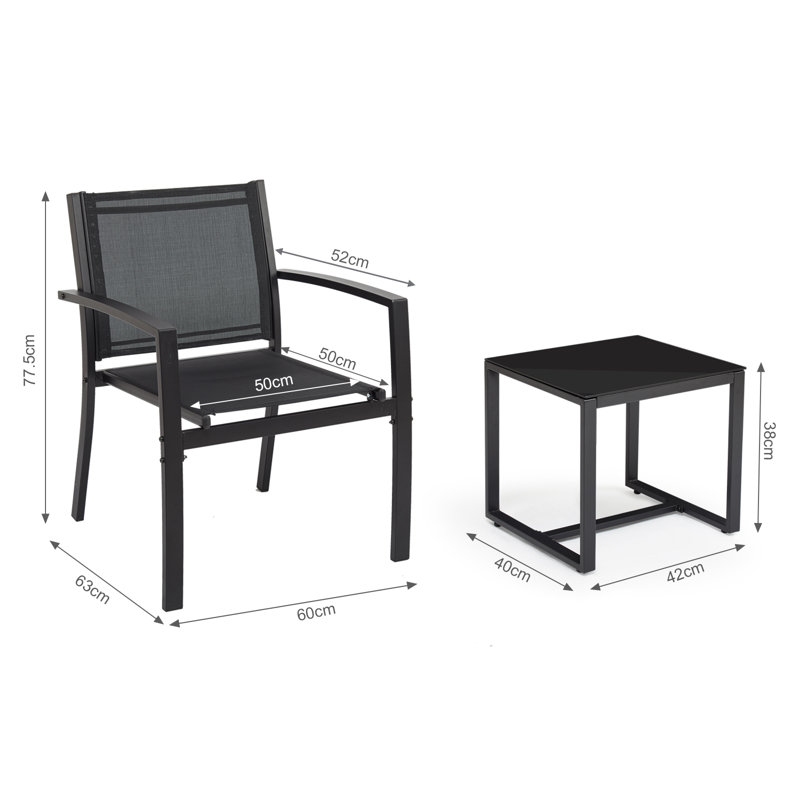 Fayden 2 - Person Metal Patio Dining Set with Square Table