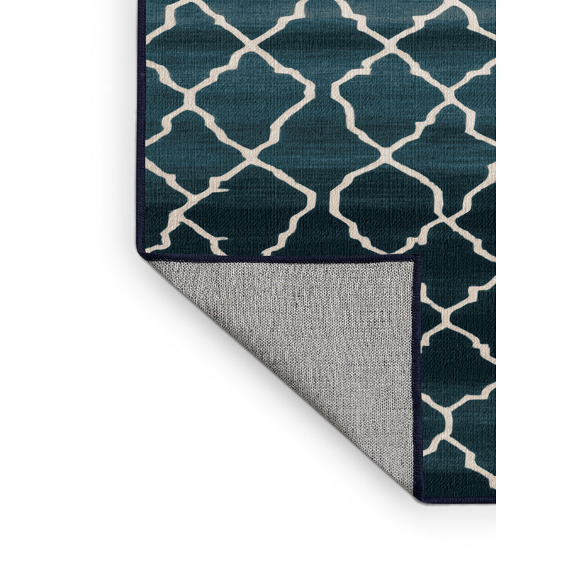 Tapis gris en treillis lavable à la machine, Rectangle de 5 pi x 8 pi