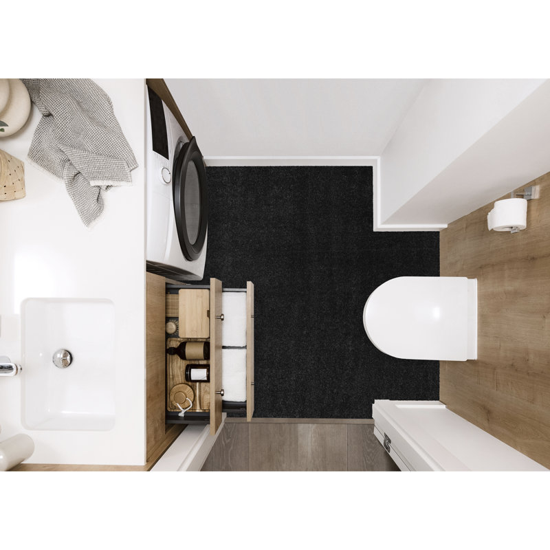 Monarrez Nylon Bath Rug with Non-Slip Backing, Black, Single- 72" L x 48" W