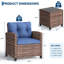 Ensemble de meubles de patio 3 pièces, chaises en rotin PE, table en verre, ensemble en osier pour balcon sur jardin, brun bleu-1814541807-1814541801