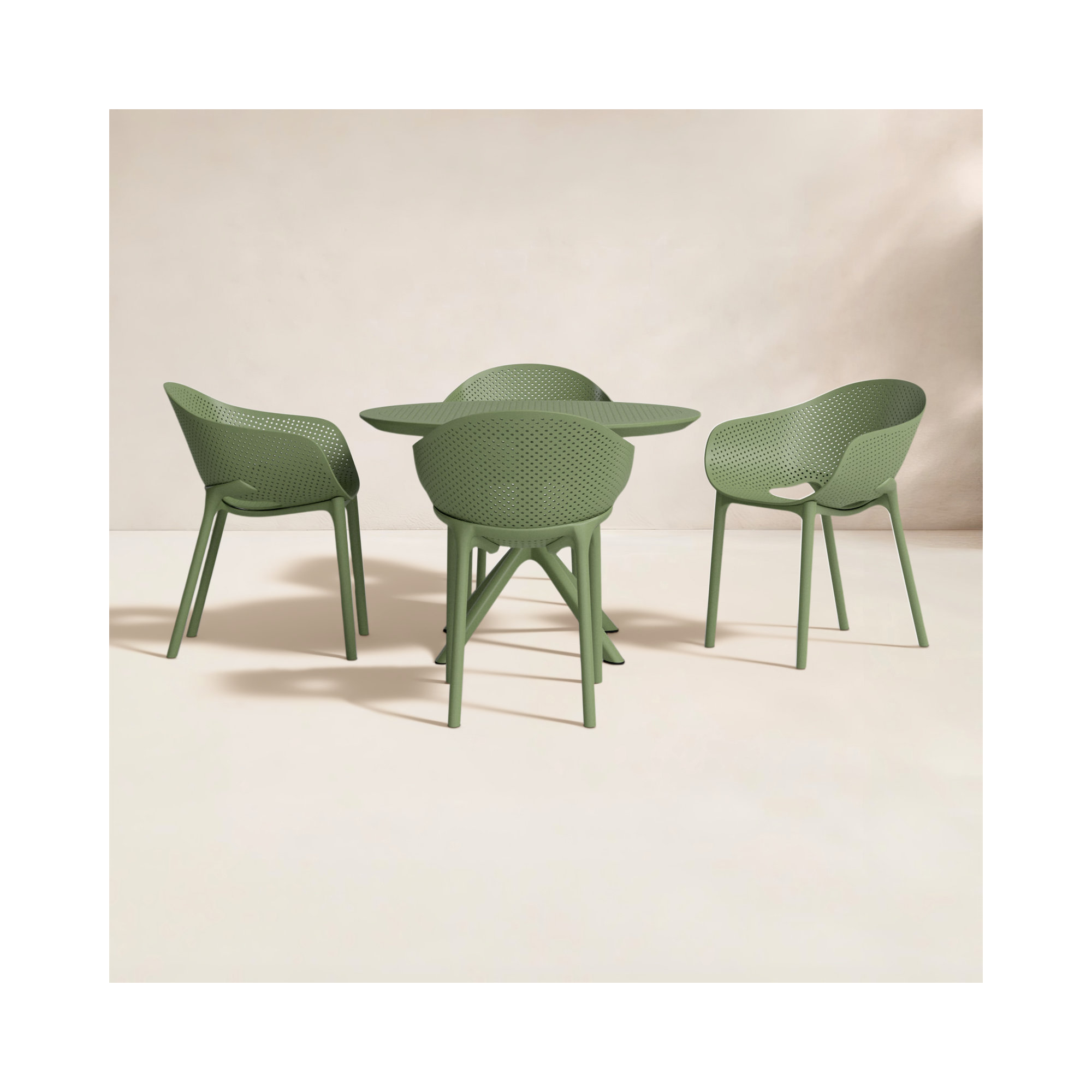 Farrah 41" Round 4 - Person Dining Set, Olive Green
