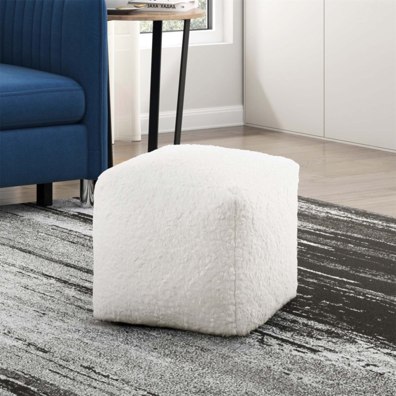 Repose-pieds carré moderne en tissu de fausse fourrure, repose-pieds antidérapant, repose-pieds polyvalent et fauteuil à billes, parfait pour les sièges confortables