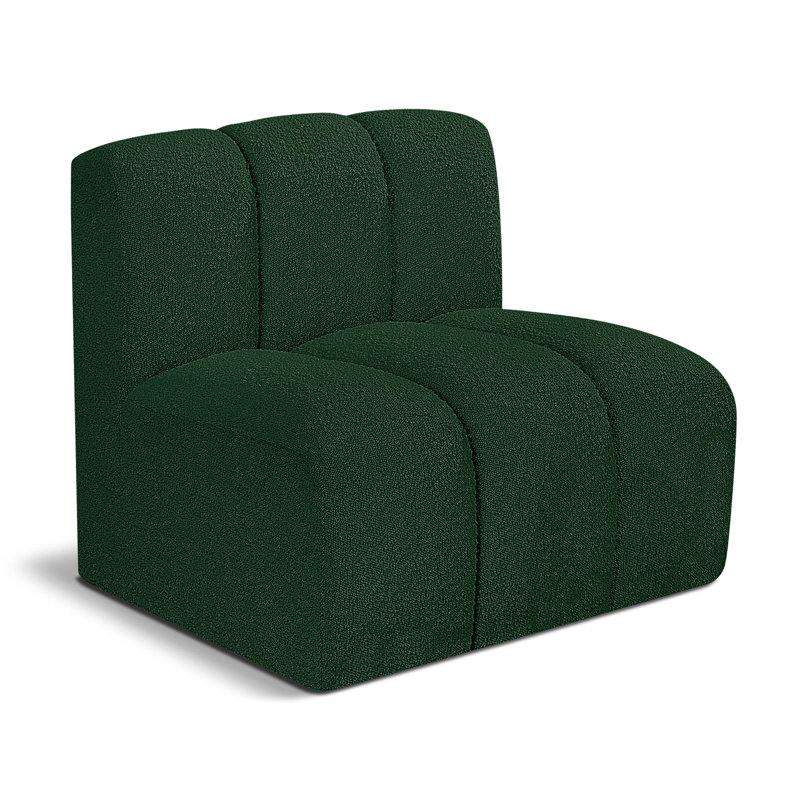 Chaise d'appoint rembourrée Issei, Tissu bouclé vert