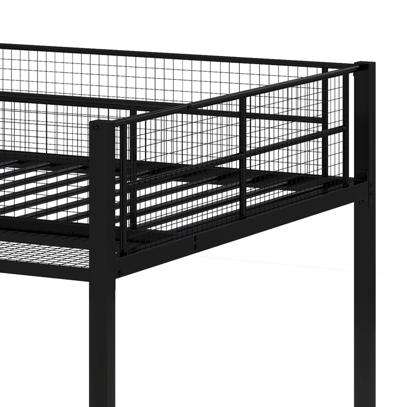 Lit superposé simple au-dessus de double avec tablettes à 5 niveaux Faer, cadre de lit superposé en métal Faer, Noir