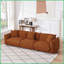 Canapé Sherpa en laine d'agneau Mid-Century 4 places - Structure en bois massif de 279 cm de large avec un design modulaire pour le salon-371013162