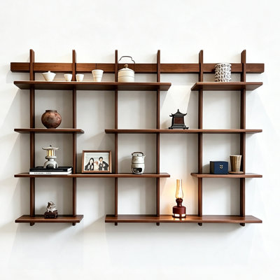 Solid wood Wall Mounted 4 Shelves, Modern Decor Display Shelf for Bedroom, Bathroom, Kitchen, Living Room