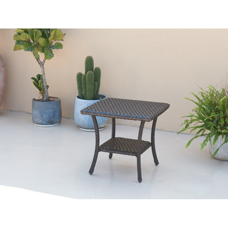 Square Metal Outdoor Side Table , 23.6'' in. W 23.6'' in. D, Brown