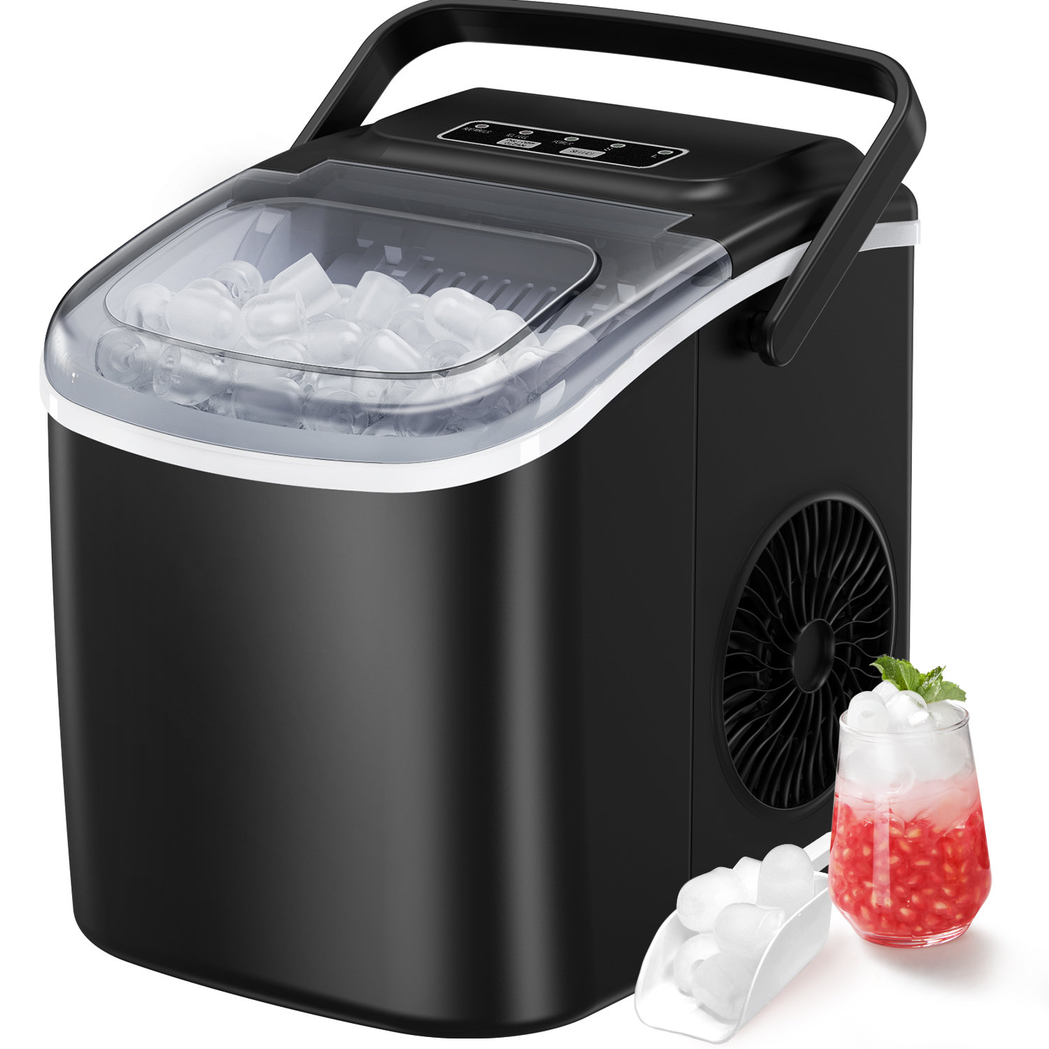 ColorLife 26 lb. lb. Daily Production Bullet Ice Countertop Ice Maker, Self-Cleaning Ice Makers Finish: Black WY-SLIM01B