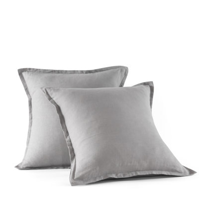  Stone Washed 100% French Linen European Square Pillow Shams 26 x 26" Set of 2 | OEKO-TEX Certified Rustic Farmhouse Decor
