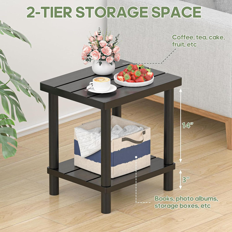 Outdoor Side Table 2 Tier Outdoor Table For Adirondack Side Tables For Outside Or Indoor Bamboo End Table For Pool Porch Weather Resistant Easy Maintenance