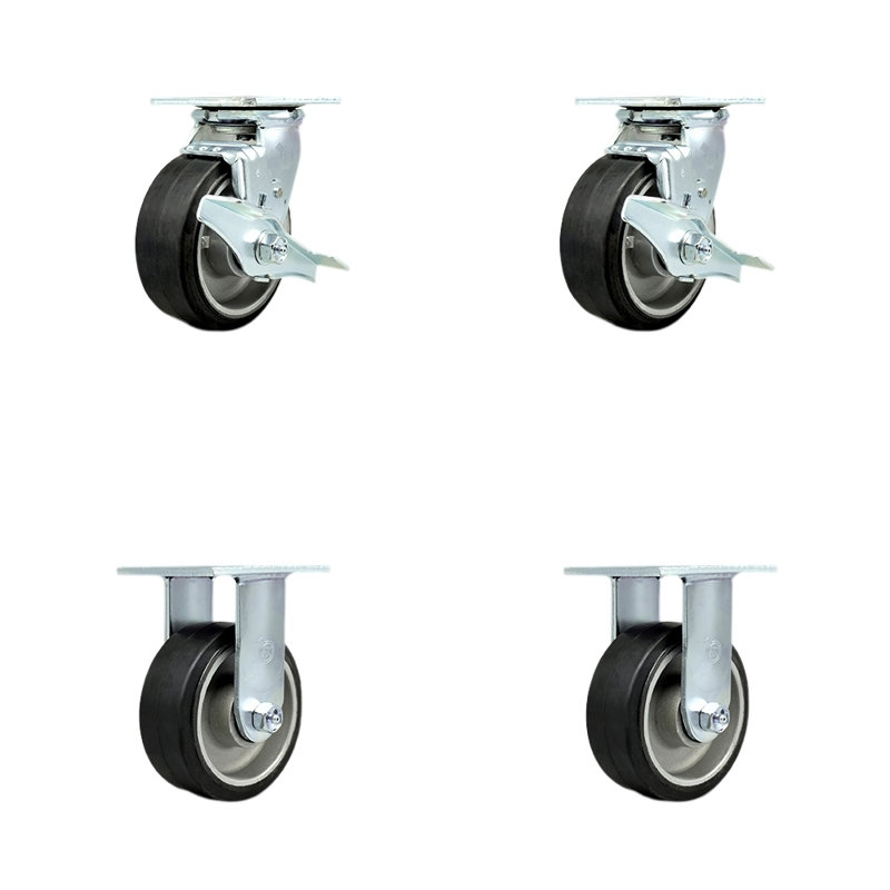Ensemble de 4 roulettes en caoutchouc sur aluminium