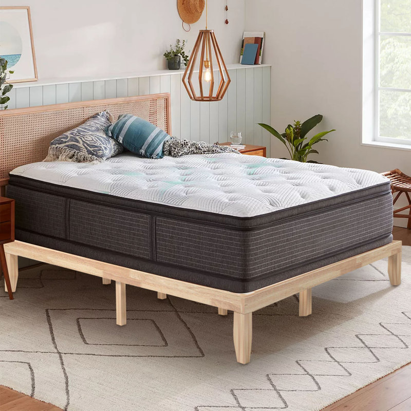Swansea 14 Inch Height Solid Wood Platform Bed Frame With Slat Support, Queen, Natural