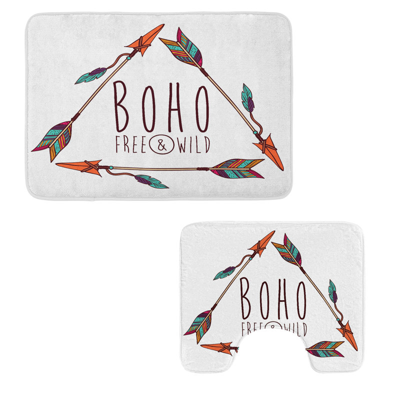  Arrow Bathroom Rug Set 2 Pieces Rectangle & Contour Mats Multicolor
