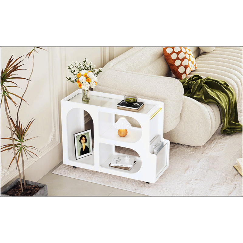 Mobile End Table With Lockable Wheels