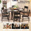 Ensemble de table de salle à manger pour 6 chaises de table de cuisine 7 pièces pour 6, table de salle à manger ronde de 47 po avec 6 chaises, table de salle à manger compacte en bois pour la cuisine, le salon, le noir