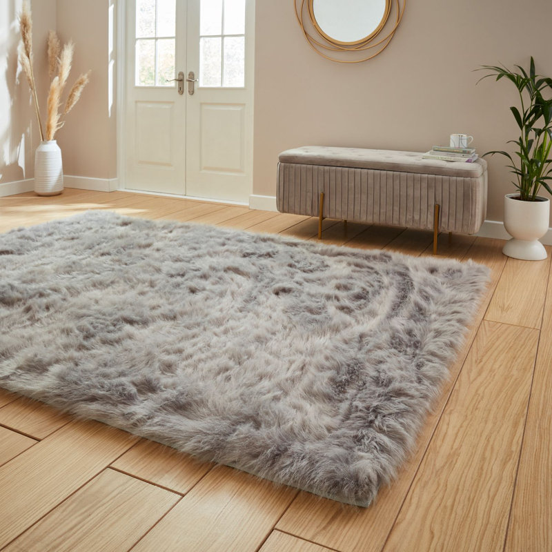 Polar Plush Aketzalli Machine Tufted Grey Area Rug, Rectangle 120 x 170cm