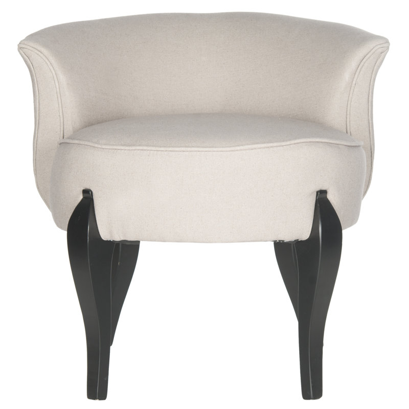 Coumas Solid Wood Accent Stool, Taupe Linen