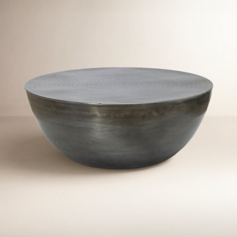 Hobbs Drum Coffee Table, Antique Nickel