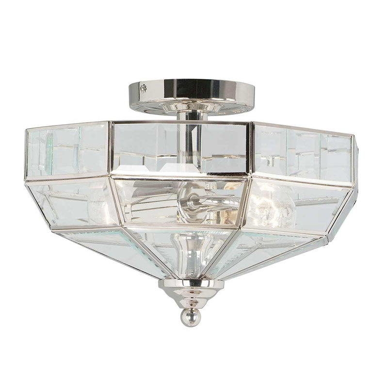 Everson Glass Semi Flush Mount, Polished Nickel