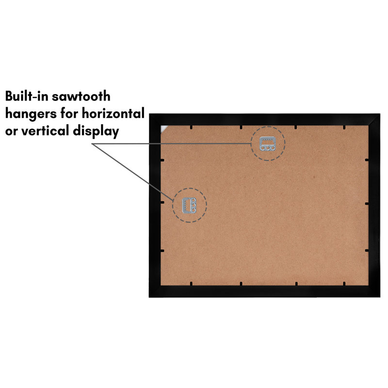 Janiene Diploma Frame - 11x14 with 8.5x11 Mat for Diploma - Wood + Glass, Black