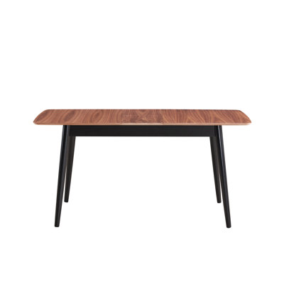 Table de salle à manger Mid-Century moderne - Finition naturelle et noire avec espace bois et forme rectangulaire
