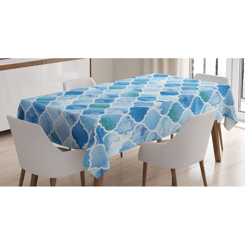 Moroccan Oriental Arabic Mosaic Tablecloth, 84" L x 60" W