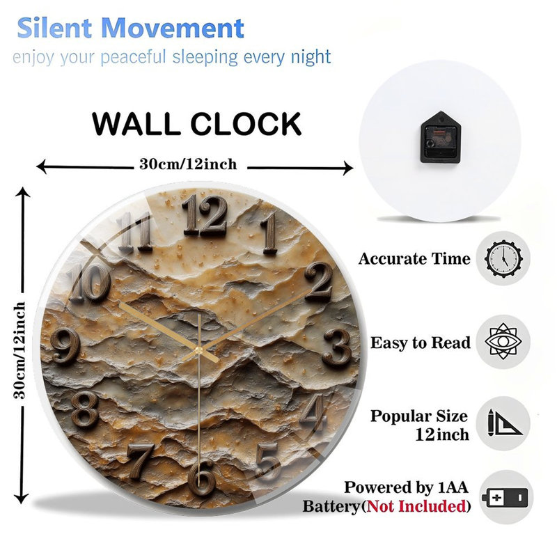 Horloge murale élégante avec horloge murale moderne en verre 12 po