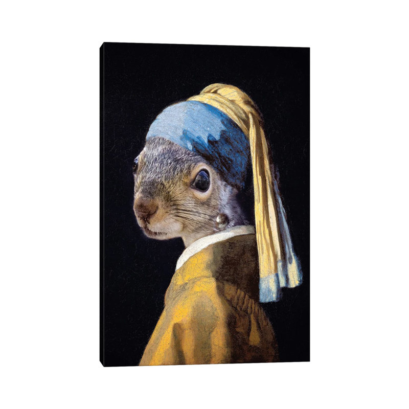 Écureuil avec une perle de Karen Burke - toile tendue, H 26 po x l 18 po x 1,5 po