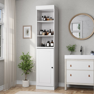 100% Solid Wood 16.5" Bathroom Storage Cabinet with Solid Doors and Adjustable Shelves