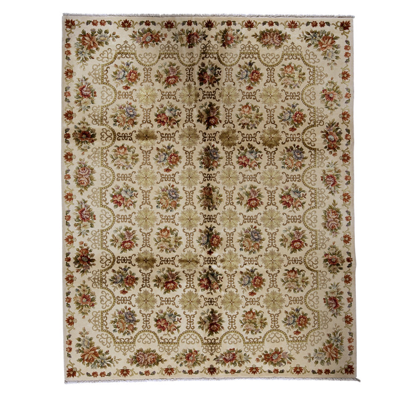 High-Quality Hand-Knotted Ivory Area Rug