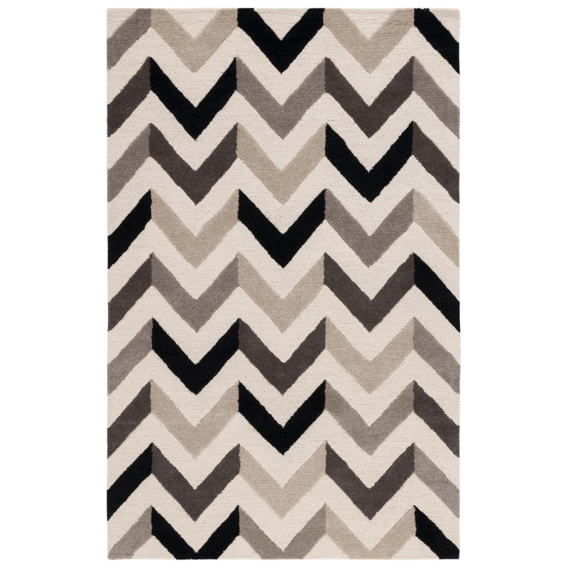 Sanyla Hand Tufted Wool Chevron Rug, Rectangle 5' x 8'