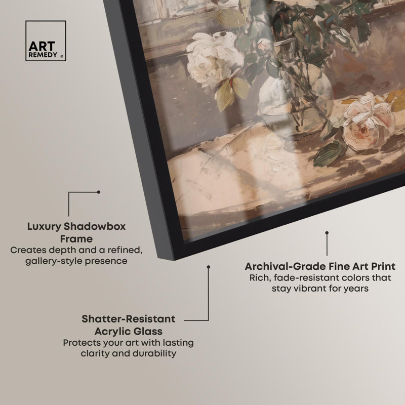 «Soft Flowers by the Window» par Glam Art, Noir, H 16 po x l 11 po