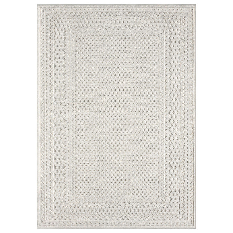Textured Border Power Loomed Indoor/Outdoor Rug