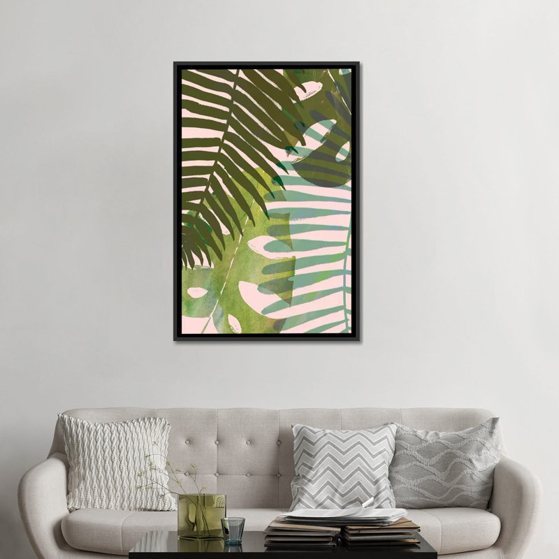 « tropical enchevêtrer i », art sur toile, H 26 po x l 18 po x P 1,5 po, Toile avec cadre noir, Pas de tapis