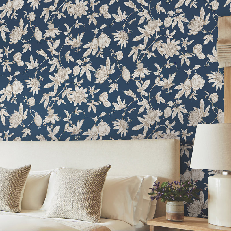 27' L x 27" W Wallpaper Roll, Navy