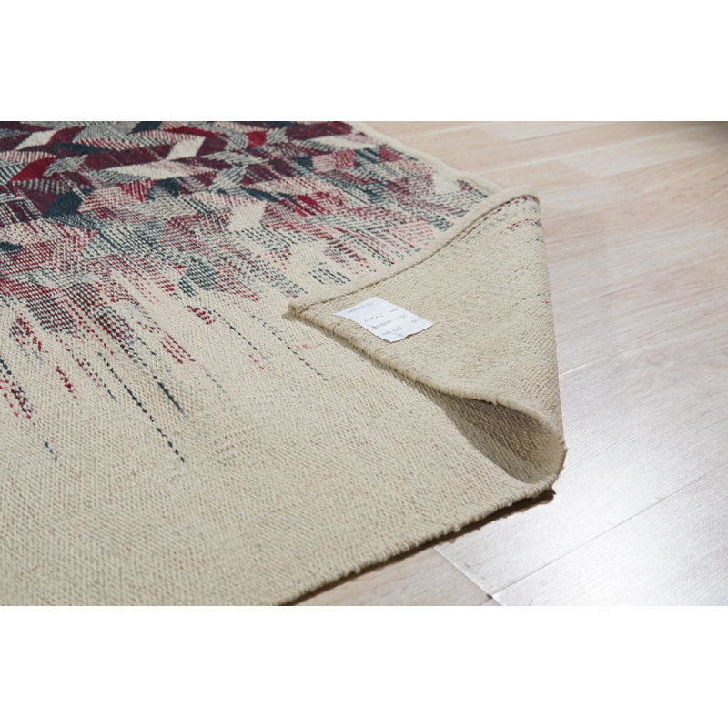 Tapis contemporain en laine tissé à plat multicolore Brenda, Rectangle de 10 pi x 14 pi