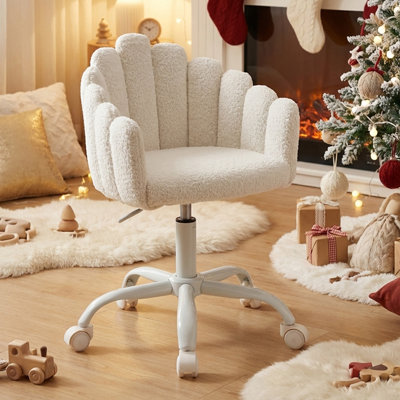 Swivel Kids Desk Chair Upholstered Study Chair For Teenagers, Cute Adjustable Reading Chair With White Legs For Reading Room Bedroom School by Latitude Run