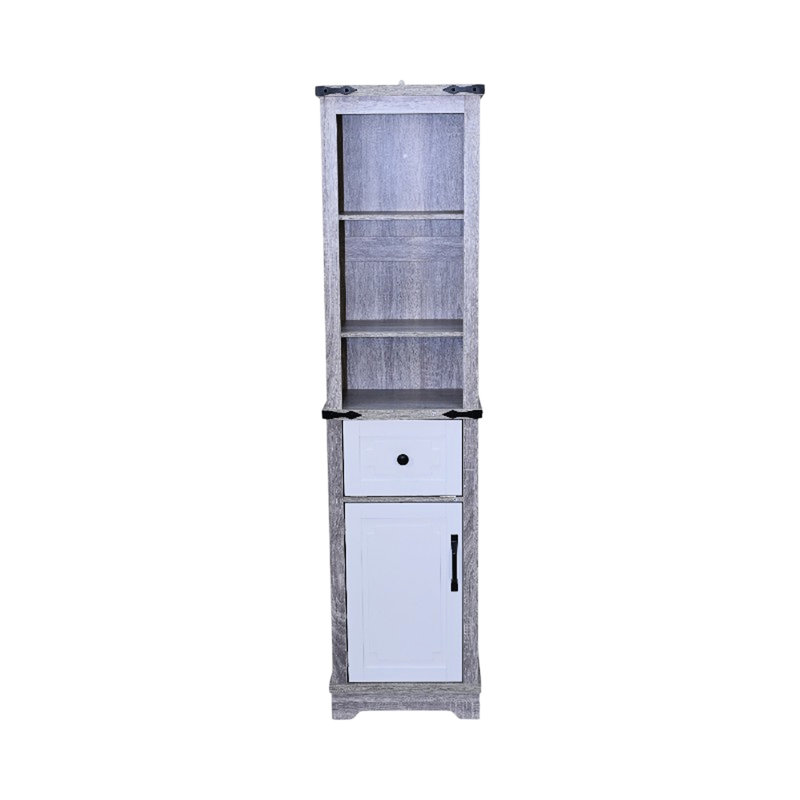 Gris et blanc, armoire étroite, salle de bain, salon, grande tour à linge, rangement spacieux, installation rapide