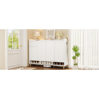 Meuble à chaussures élégant et contemporain avec tablettes réglables, organisateur minimaliste pour la maison