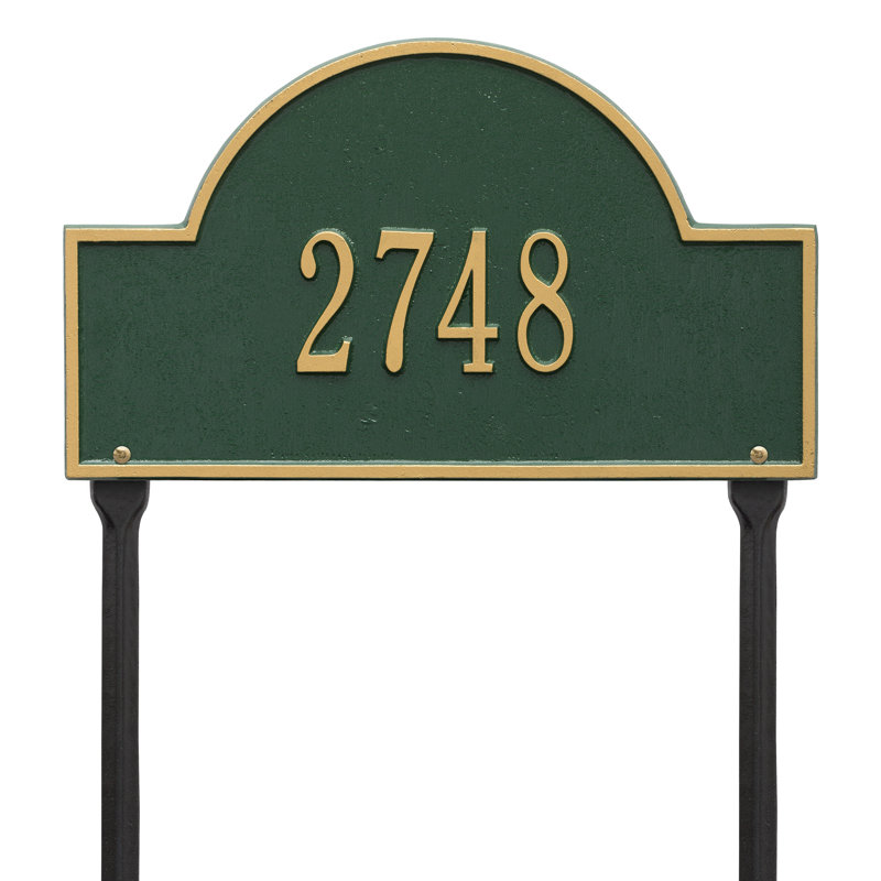 Plaque d'adresse sur 1 ligne, Vert et or, Oui