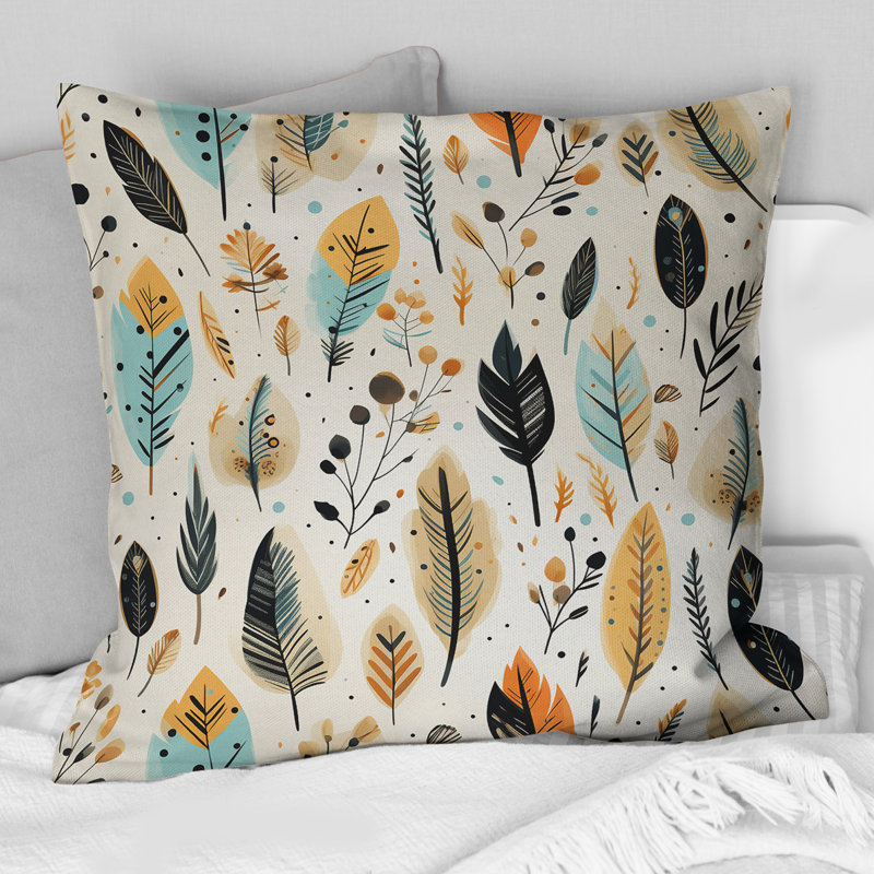 Motif bohème rustique - Coussin Abstrait corail multicolore abstrait - Coussin, H 18 po x l 18 po